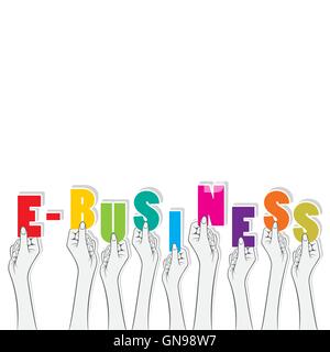 E-business text hold in hand design Stock Vector