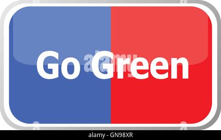 go green words on vector web button icon isolated on white. flat icon vector illustration. Stock Vector