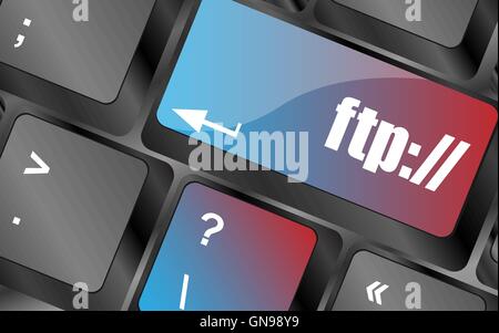 Computer keyboard with ftp key, technology background vector, keyboard keys, keyboard button Stock Vector