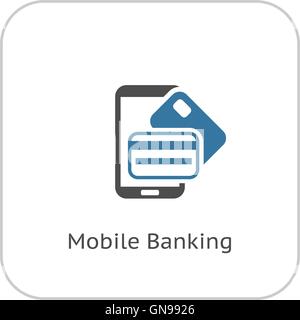 Mobile Banking Icon. Flat Design. Stock Vector