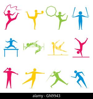 creative set of gymnastic game design vector Stock Vector