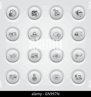 Button Design Protection and Security Icons Set Stock Vector