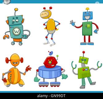 cartoon robot characters set Stock Vector