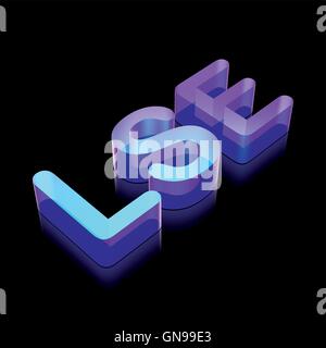 3d neon glowing character LSE made of glass, vector illustration. Stock Vector