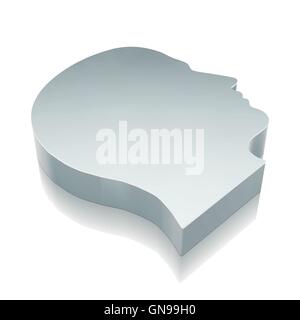 3d metallic Head icon with reflection, vector illustration. Stock Vector