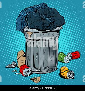 trash tin cans ecology recycling Stock Vector