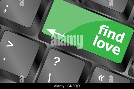 A keyboard with a find love button - social concept. Keyboard keys icon button vector Stock Vector