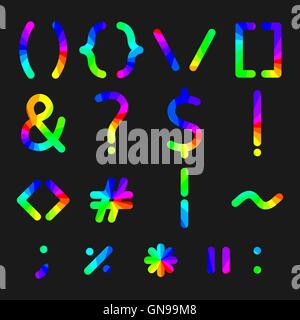 Rainbow alphabet symbols, vector illustration. Stock Vector