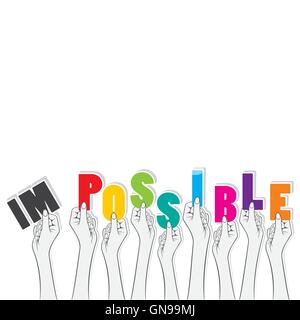 impossible word hold in hand transform in to possible design concept vector Stock Vector
