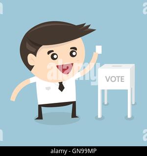 Businessman vote at ballot box, Vector illustration, flat design Stock Vector