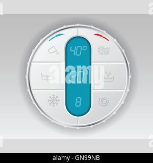 Wash machine control panel with turquoise lcd Stock Vector