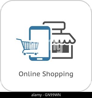 Online Shopping Icon. Flat Design. Stock Vector