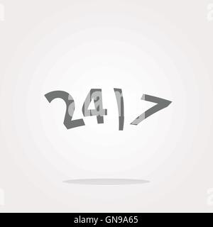 vector 24 hour button web icon, isolated on white Stock Vector
