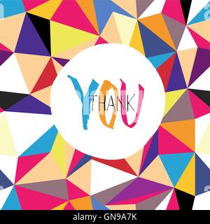 Thank you! On colorful aged triangles pattern. Stock Vector