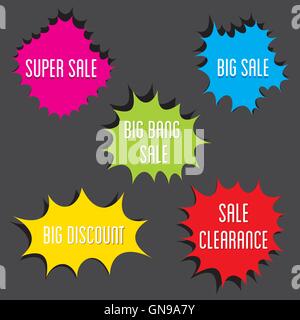 Flat Style big sale, clearance, super sale  Label Set design Stock Vector