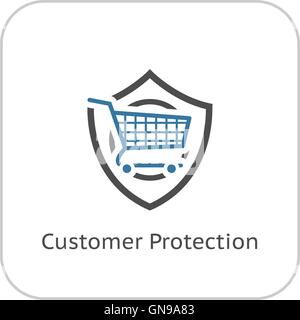 Customer Protection Icon. Flat Design. Stock Vector