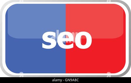 seo word on vector web button icon isolated on white. flat icon vector illustration. Stock Vector