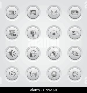 Button Design Protection and Security Icons Set Stock Vector