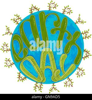 Earth Day. Round lettering poster Stock Vector