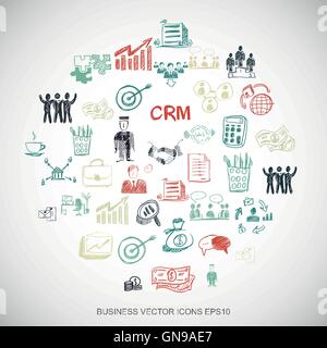 Finance Multicolor doodles Hand Drawn Business Icons set on White. EPS10 vector illustration. Stock Vector