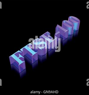 3d neon glowing character FTSE-100 made of glass, vector illustration. Stock Vector