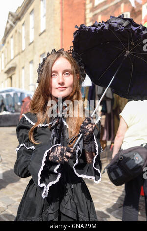 Lincoln, UK. 29th Aug, 2016. Last day of the biggest steampunk festival in europe, taking place around the historic quarter in the city of Lincoln. Steampunks have traveled from all corners of the globe to be at the event today . Credit:  Ian Francis/Alamy Live News Stock Photo