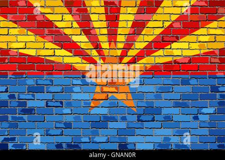 Flag of Arizona on a brick wall Stock Vector