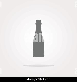 vector bottle with drink - icon glossy button Stock Vector
