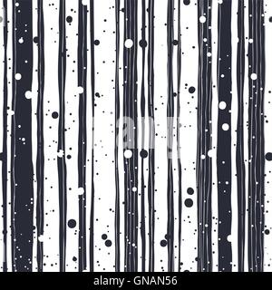Abstract Hand Drawn Seamless Pattern with Black and White Lines Stock Vector