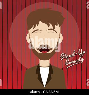 hilarious guy stand up comedian cartoon Stock Vector