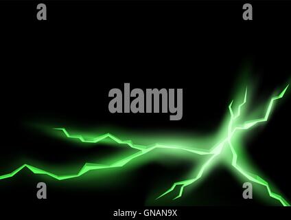 Green Lightning Cracks Stock Vector