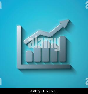 Business concept: flat metallic Growth Graph icon, vector Stock Vector