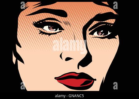 Beautiful girl face in the dark noir Stock Vector