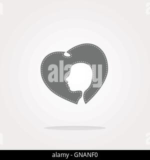 vector icon with heart and woman head. Web Icon Art. Graphic Icon Drawing Stock Vector