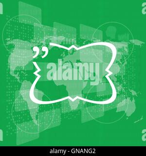 Quotation Mark Speech Bubble. Quote sign icon. Quotation marks with thin line speech bubble. concept of citation, info, testimon Stock Vector