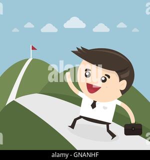 Businessman climbing on the mountain, commitment concept Stock Vector