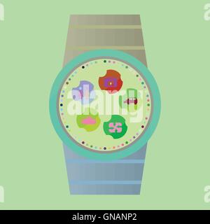 Smart watch with apps icons Stock Vector