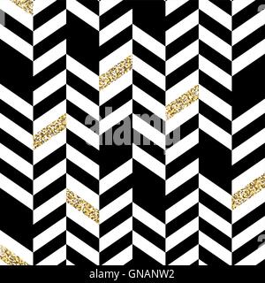 Seamless Chevron Pattern with Glittering Gold Elements Stock Vector