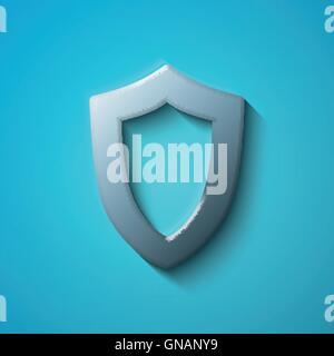 Privacy concept: flat metallic Contoured Shield icon, vector Stock Vector