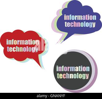 information technology. Set of stickers, labels, tags. Business banners, infographics Template. Icon set. Icon flat. Vector illu Stock Vector