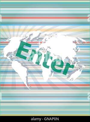 The word enter on digital screen, business concept vector quotation marks with thin line speech bubble. concept of citation, inf Stock Vector