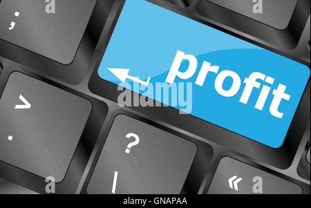 Profit key showing returns for internet businesses . keyboard keys ...
