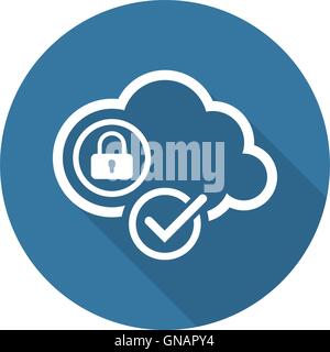 Cloud Security Icon. Flat Design. Stock Vector