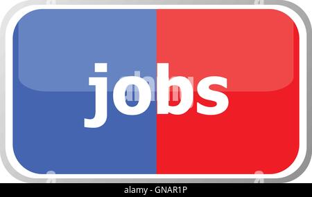 jobs word on vector web button icon isolated on white. flat icon vector illustration. Stock Vector