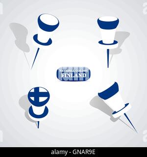 Set of pushpins, vector illustration. Stock Vector