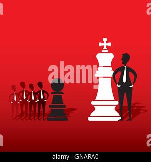 chess king and opposite team pawn game plan with each other design vector Stock Vector