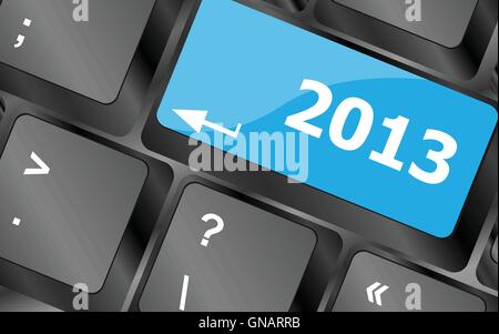 2013 new year keyboard key button close-up. Keyboard keys icon button vector Stock Vector