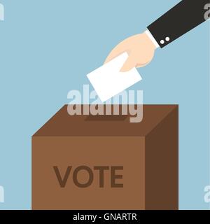 Vote ballot with box. Vector illustration, flat design Stock Vector