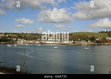 Flushing across the Penryn River at high tide, Falmouth, Cornwall, England, UK. Stock Photo