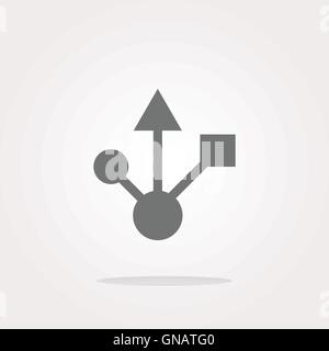 vector USB 2.0 or 3.0 sign icon on glossy button Stock Vector